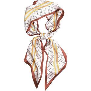 Women's Turmeric Rhombus Fashion Oblique Angle Silk Neck Scarf Printed Scarves